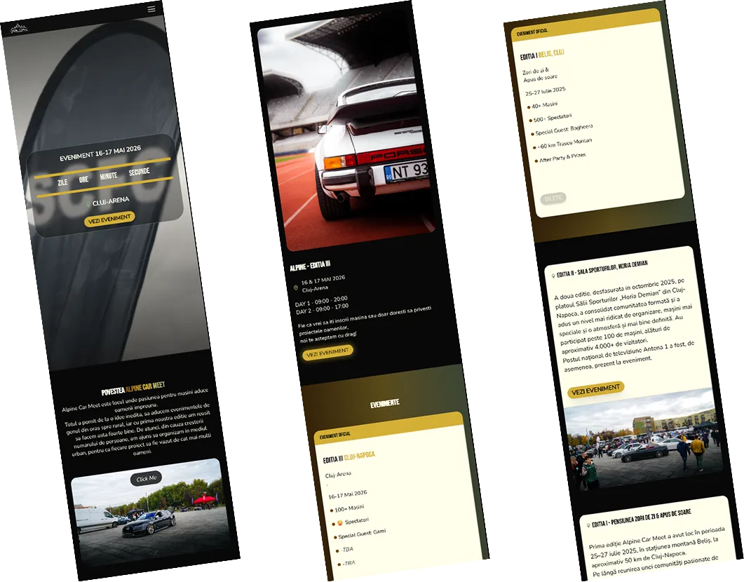 Capturi din website-ul Alpine Car Meet